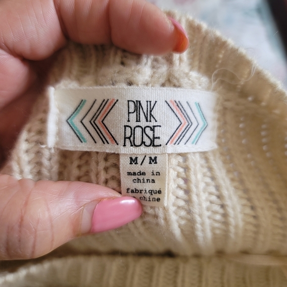 PINK Rose Sweater Dress Size Medium in Beige - Picture 8 of 10
